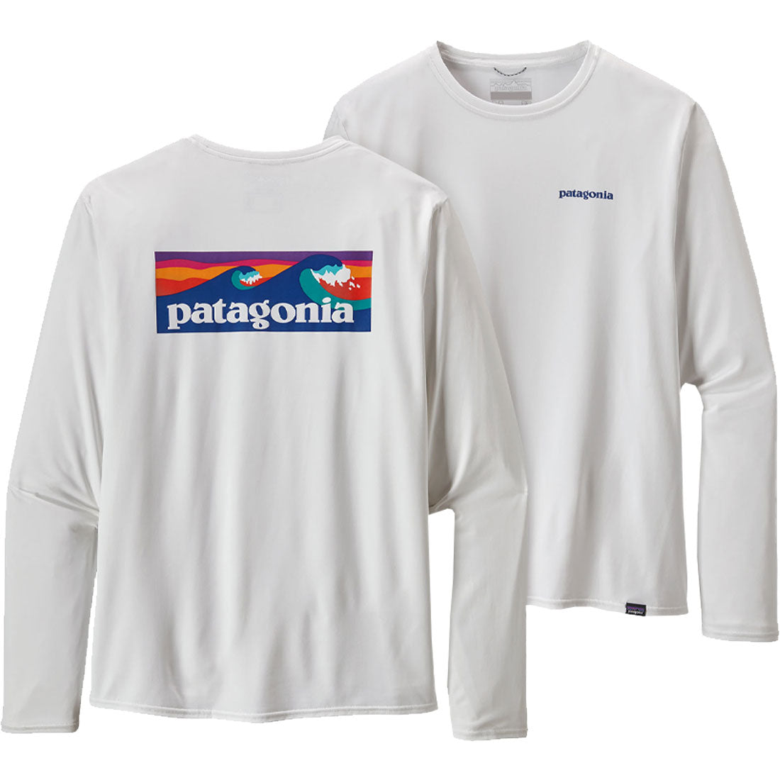 Patagonia Men's Long-Sleeved Capilene Cool Daily Graphic Shirt - Waters - Boardshort Logo: White