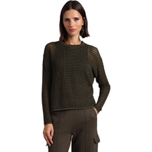 Minnie Rose Cotton Cash Open Stitch Pullover - Women's