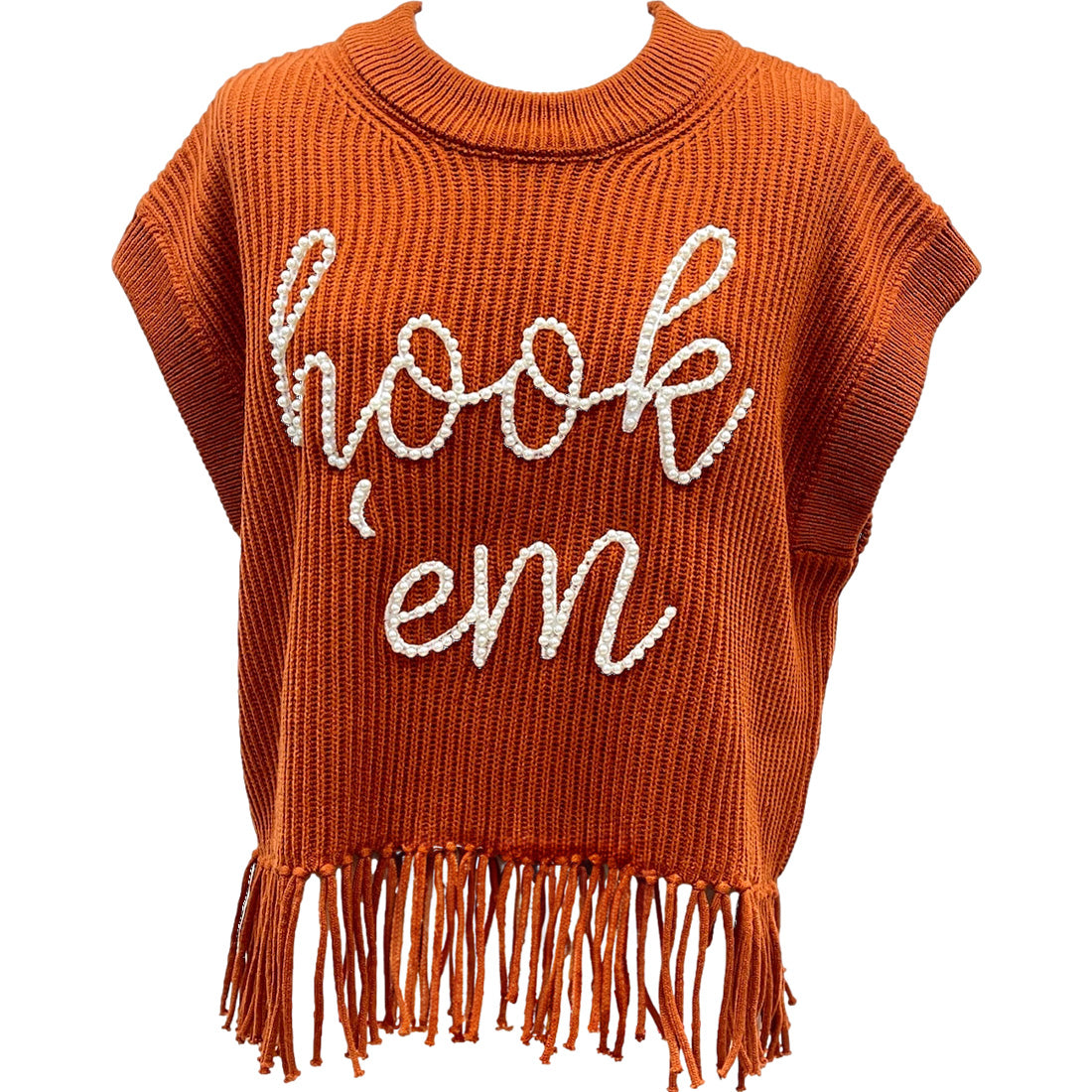 Queen of Sparkles Hook 'Em Fringe Sweater Vest - Women's