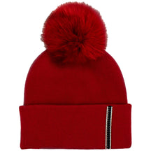 Mitchie's Matchings Knit Hat w/Sparkle Strip and Fox Pom - Women's