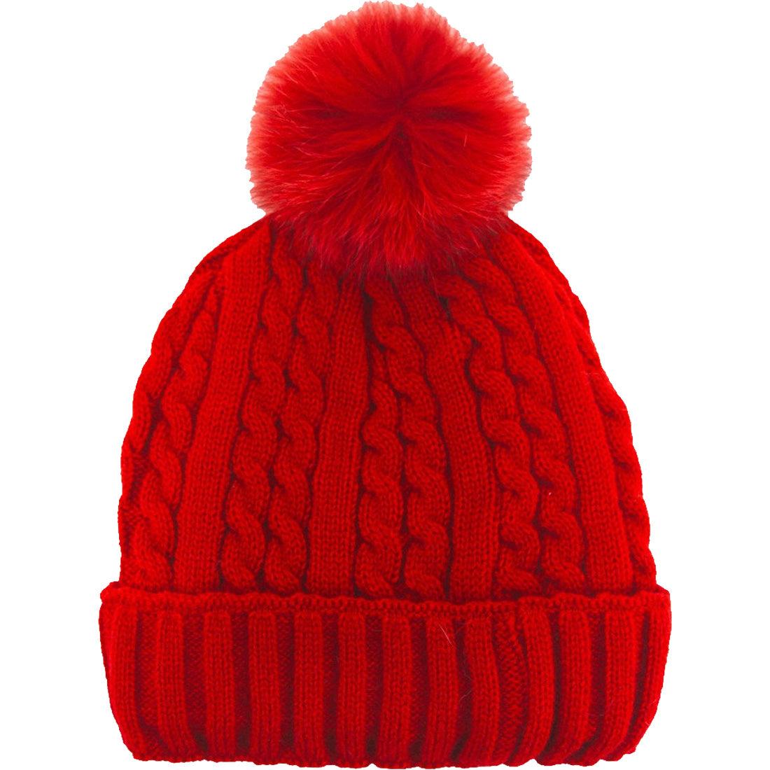 Mitchie's Matchings Fur Pom Knit Beanie - Women's