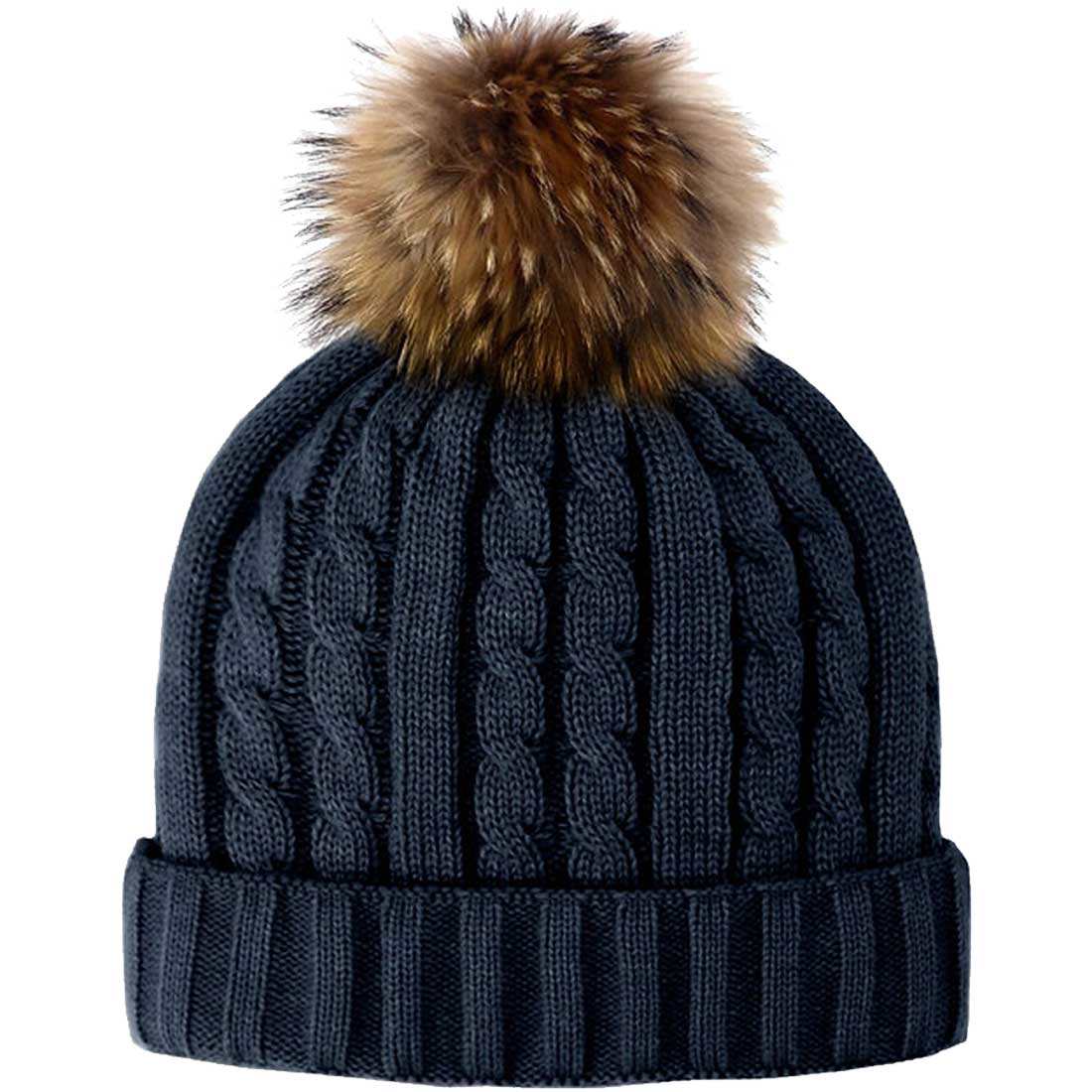 Mitchie's Matchings Fur Pom Knit Beanie - Women's