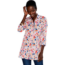 NIC+ZOE Checked Up Long Crinkle Shirt - Women's