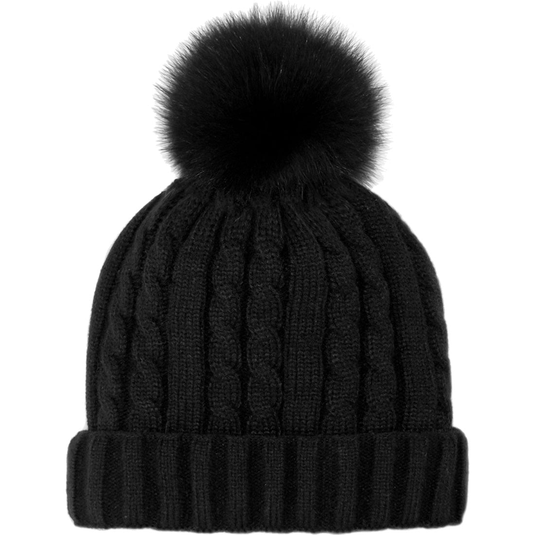 Mitchies Matchings Knit Hat W/ Fox Pom - Women's