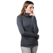 Kinross Cashmere Ruched Long Sleeve T-Neck- Women's