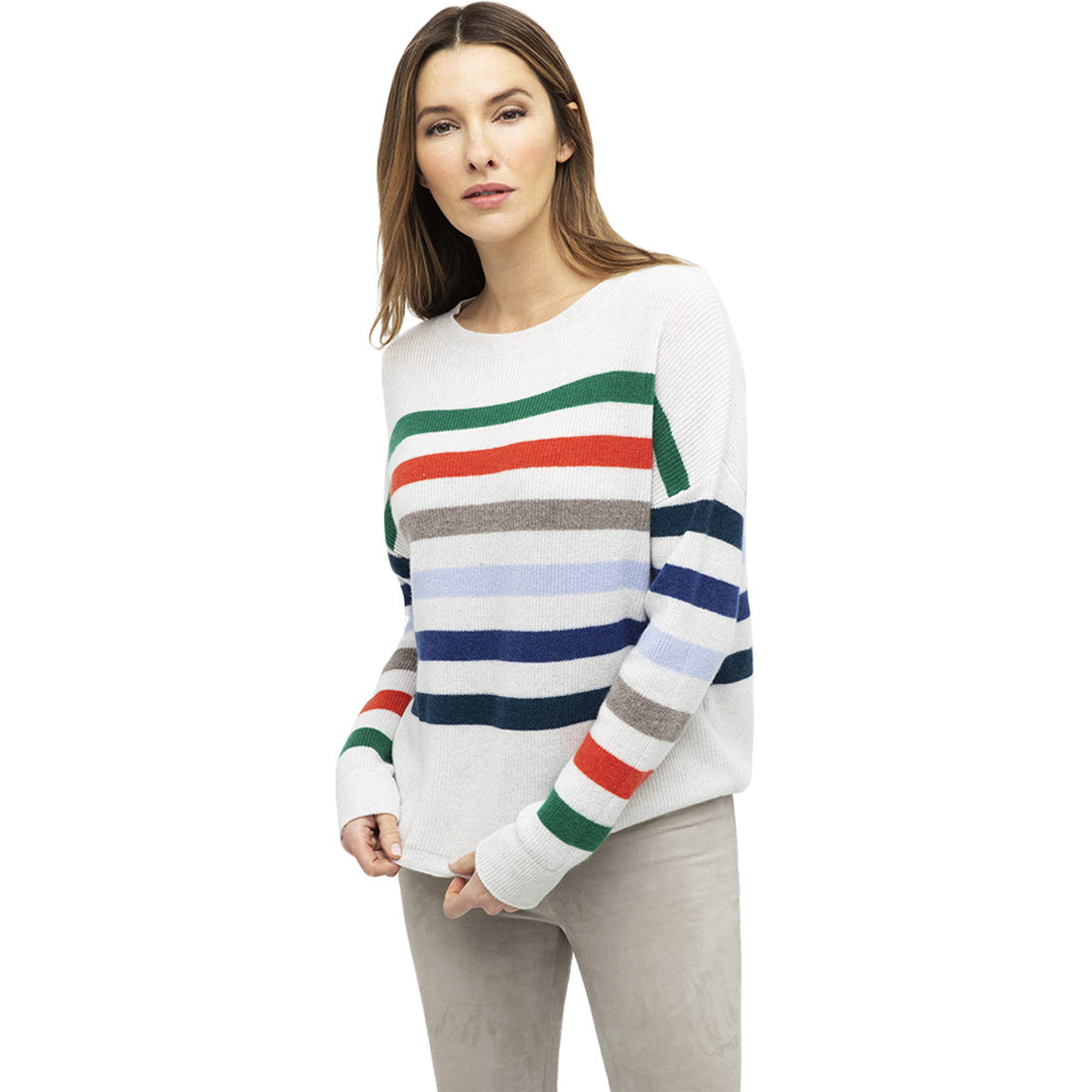 Kinross Cashmere Rib Stripe Pullover - Women's