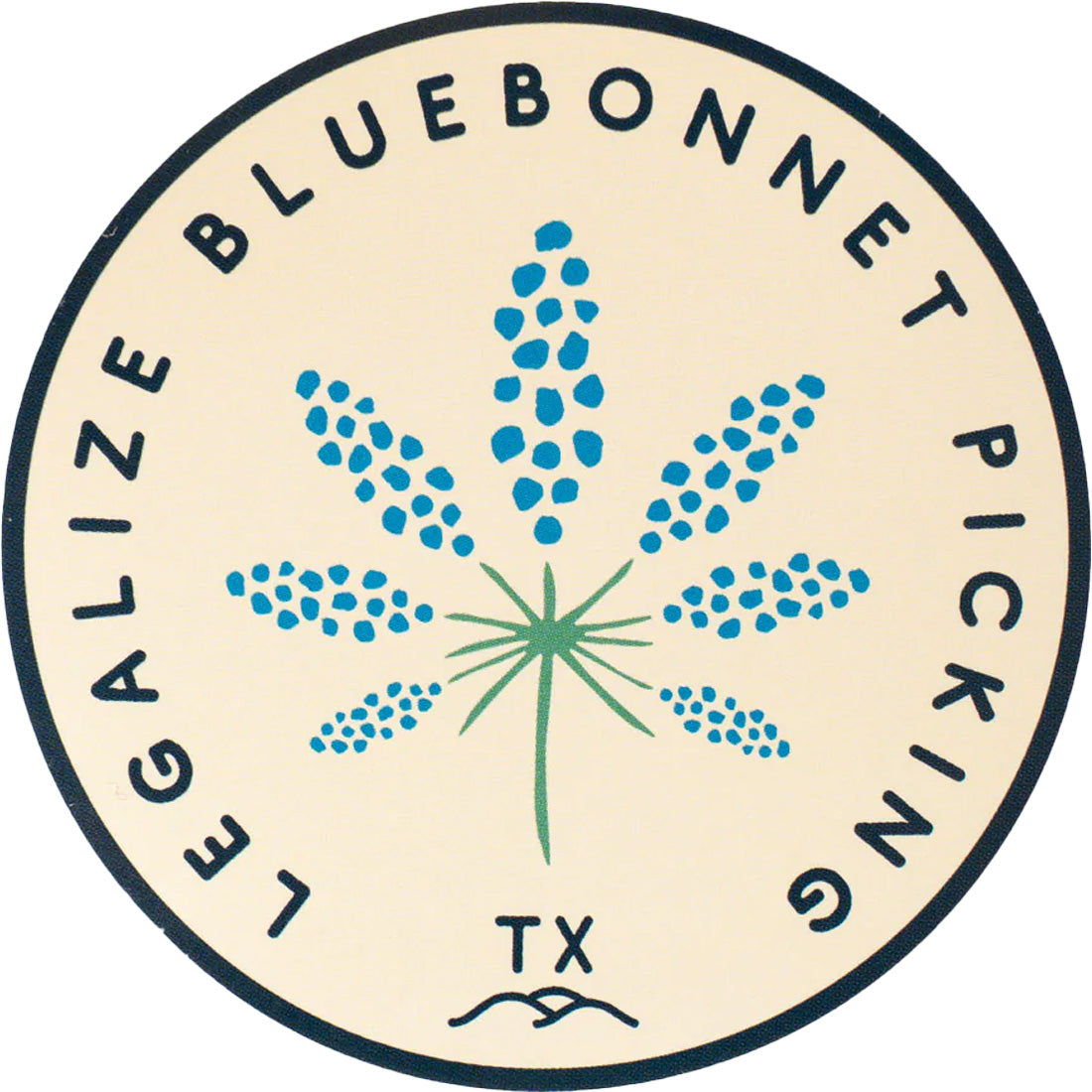 THC Provisions Legalize Bluebonnet Picking Sticker